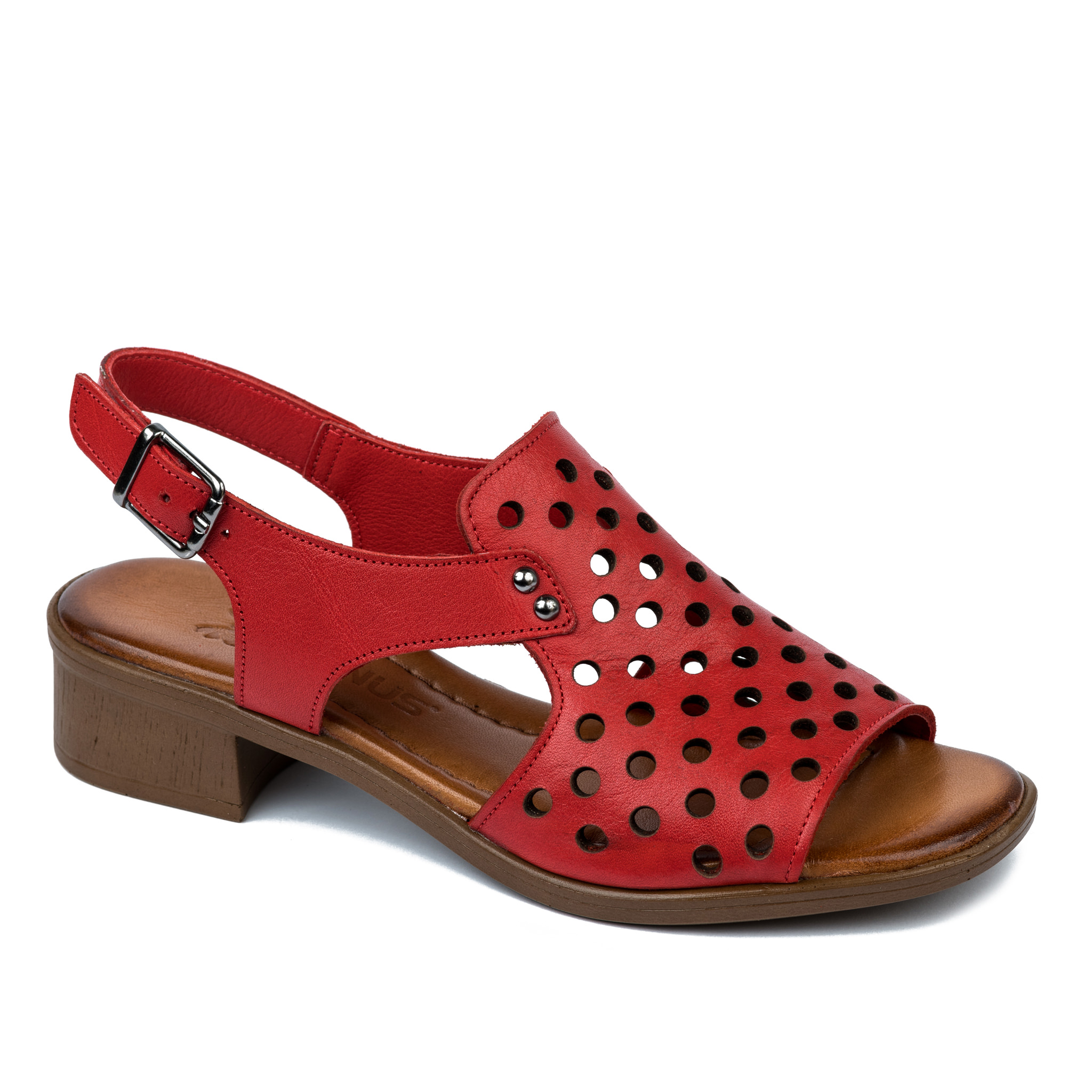 Leather sandals A473 - RED