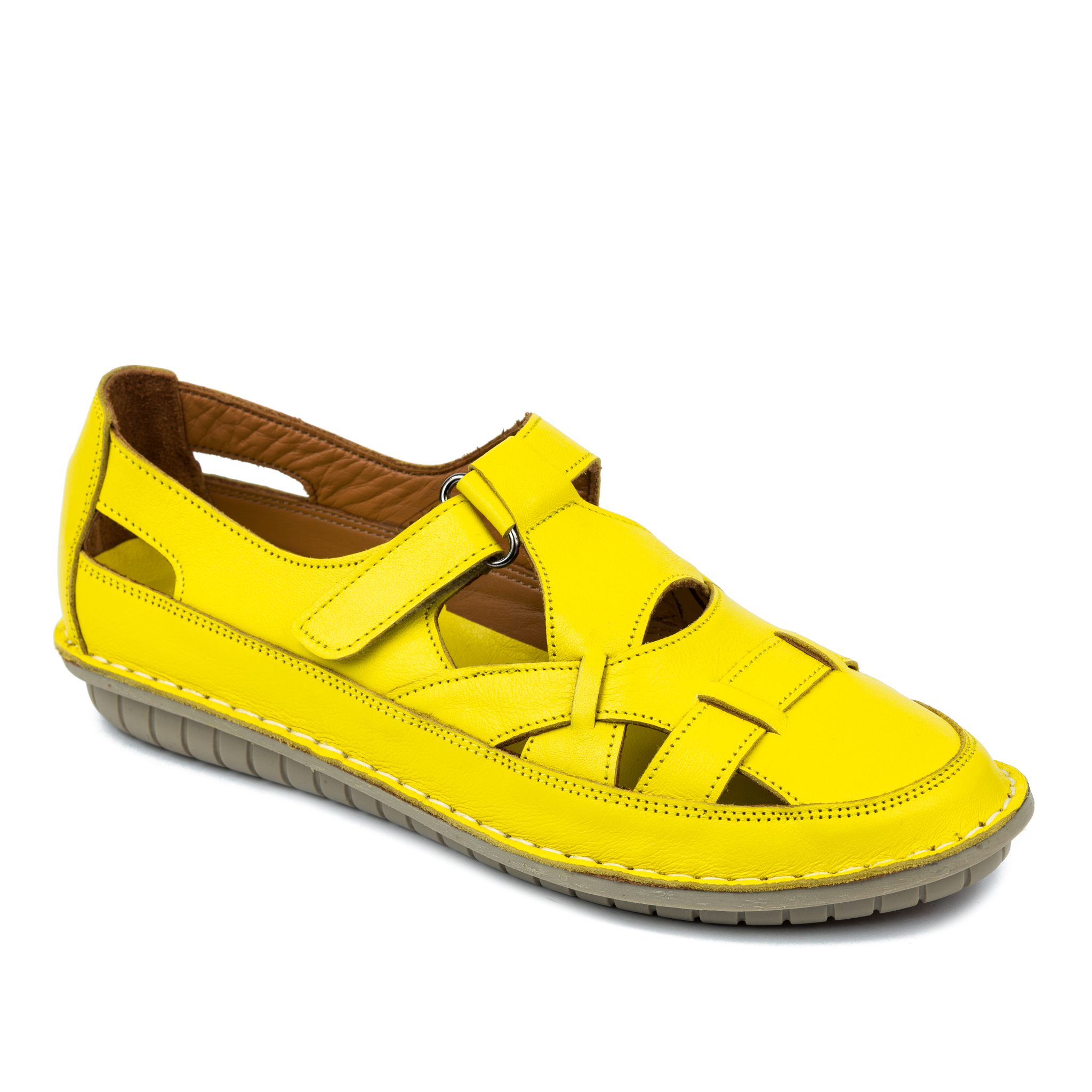 Flat leather shoes A654 - YELLOW