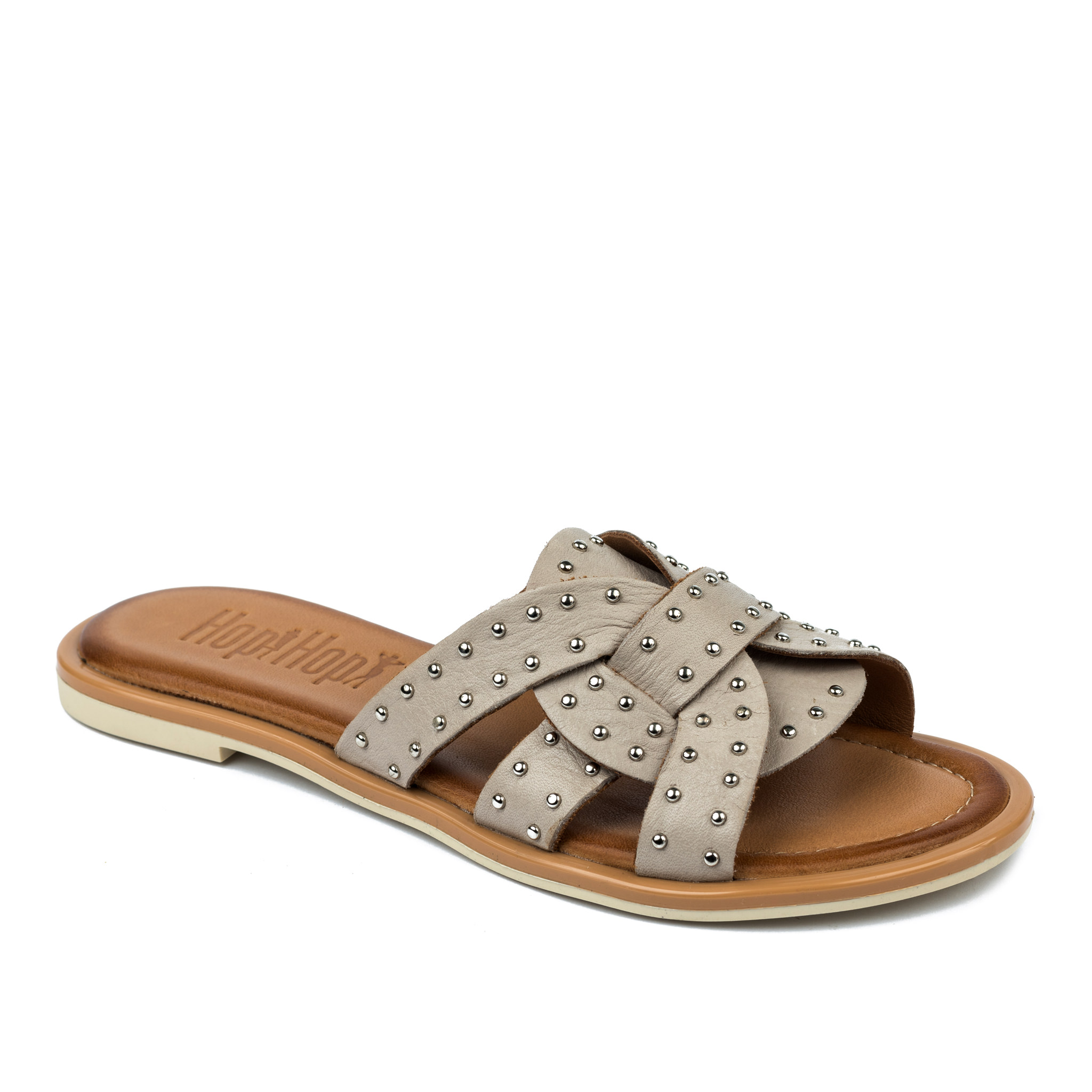 Leather slippers CARRIE - BEIGE