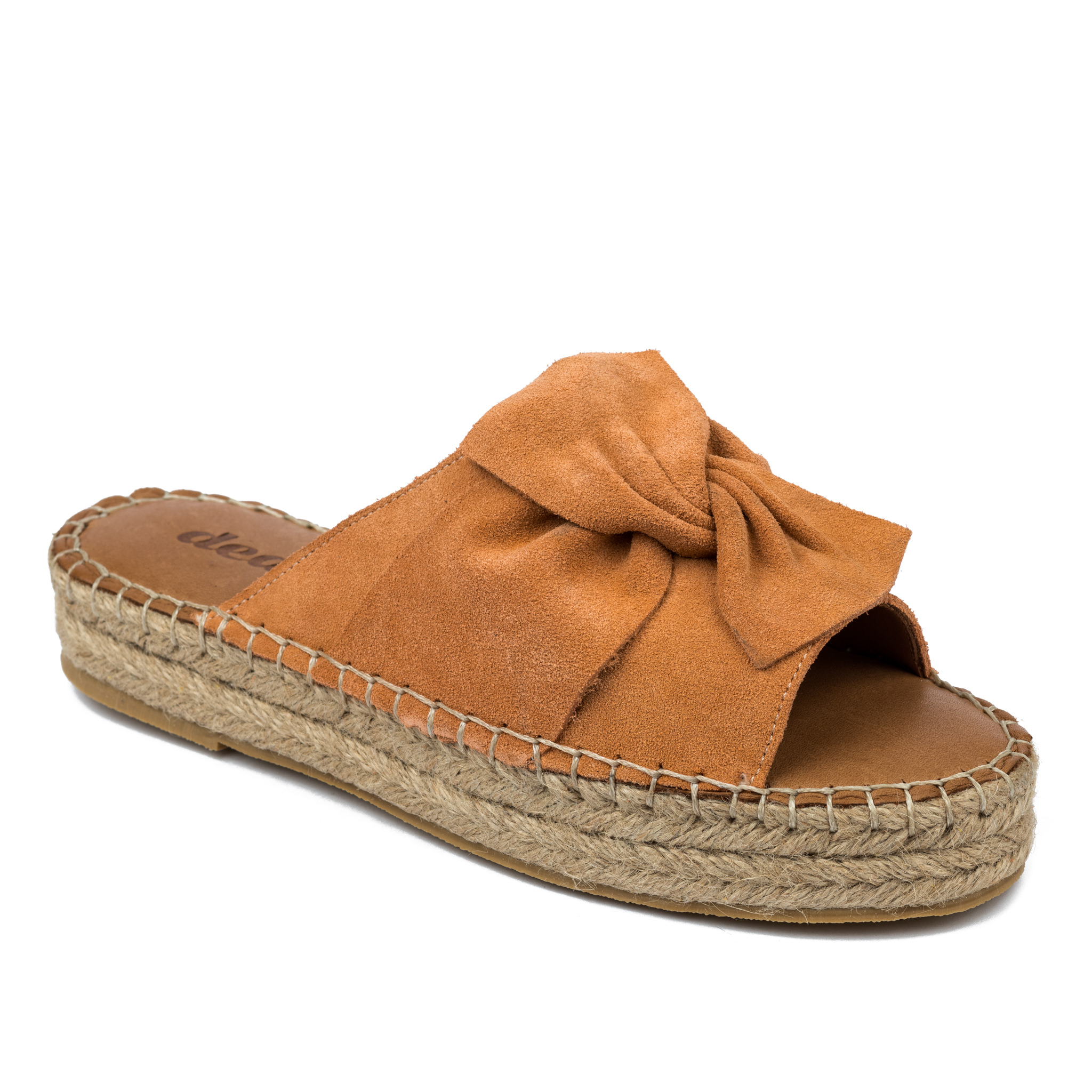 Leather slippers A658 - ORANGE