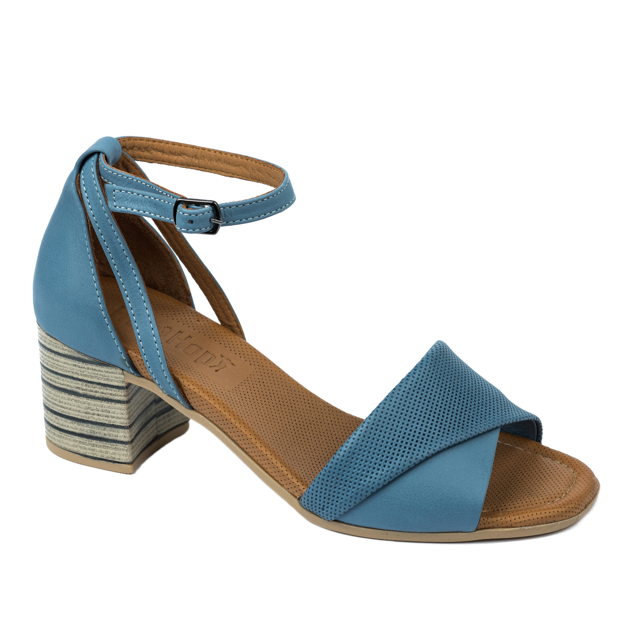 Leather sandals A672 - BLUE