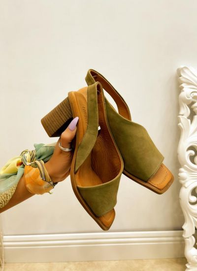 Leather sandals A675 - GREEN