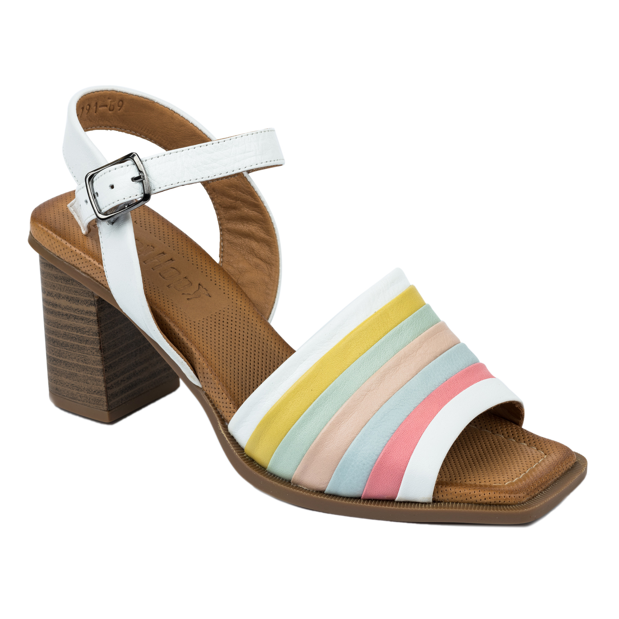 Leather sandals A678 - WHITE