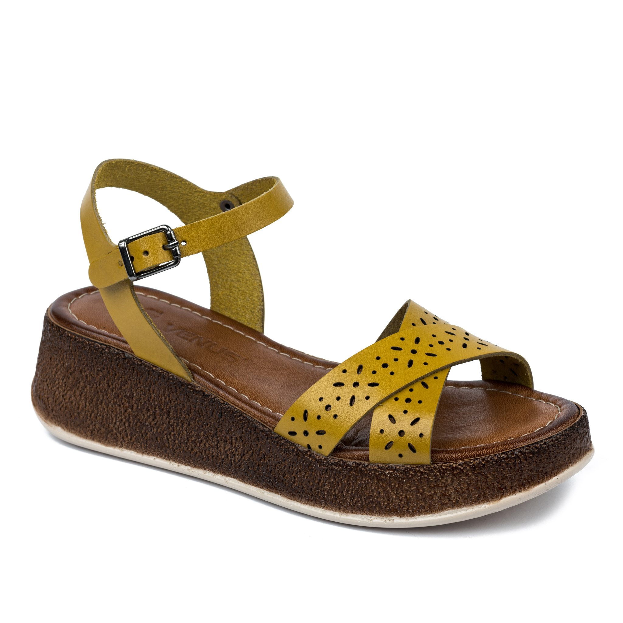 Leather sandals A648 - OCHRE