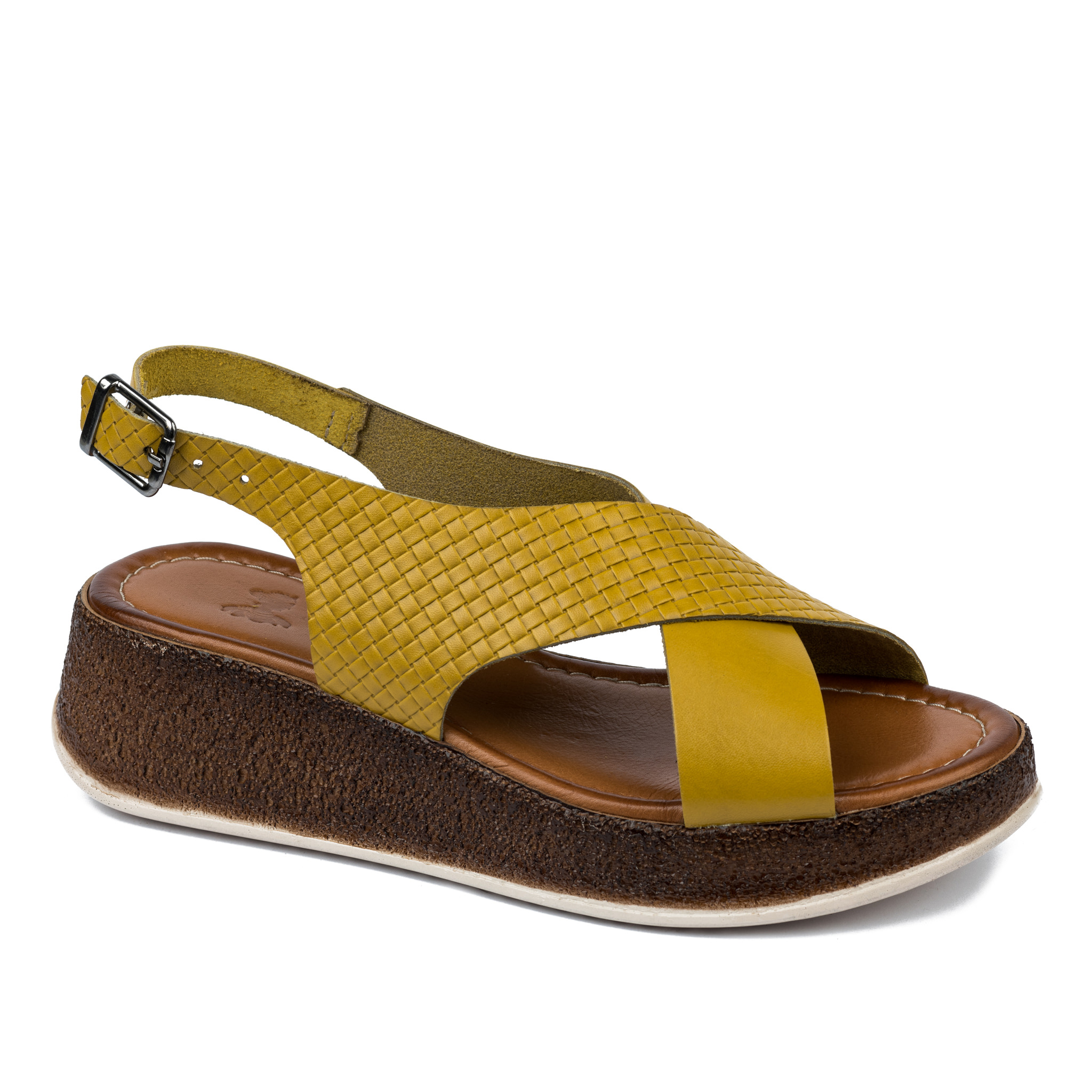 Leather sandals A647 - OCHRE