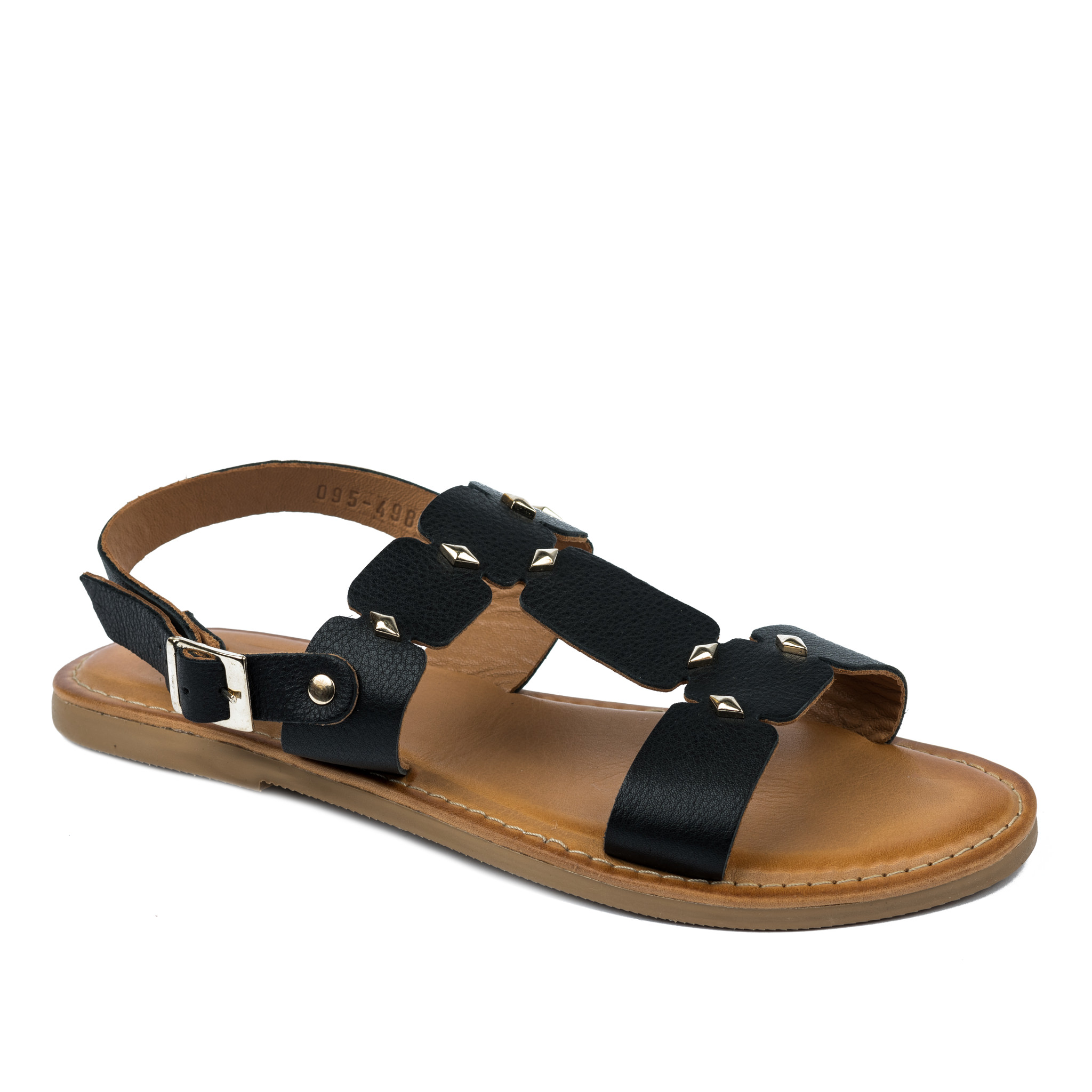 Leather sandals A685 - BLACK