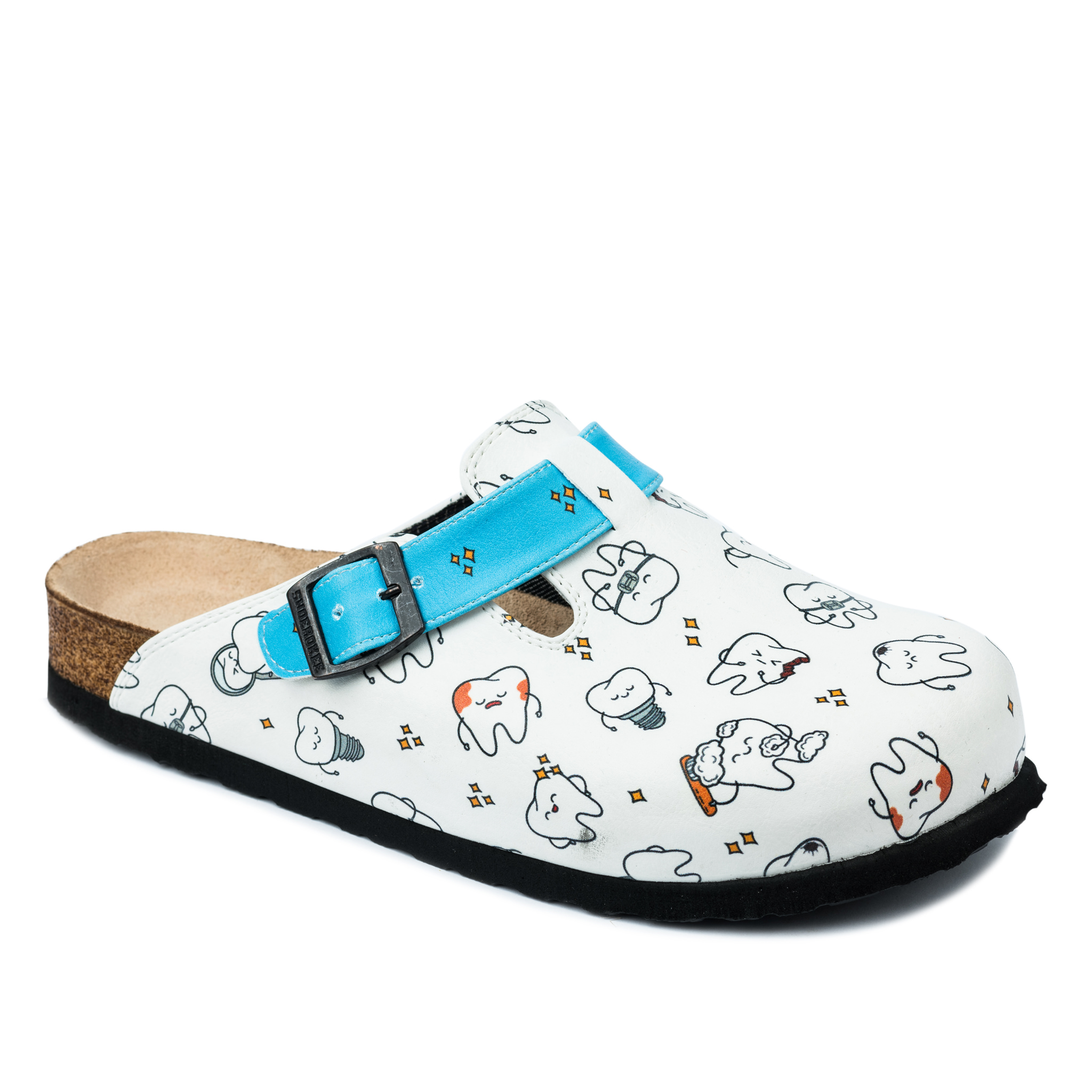 Patterned women clogs A022 - DENTIST - WHITE