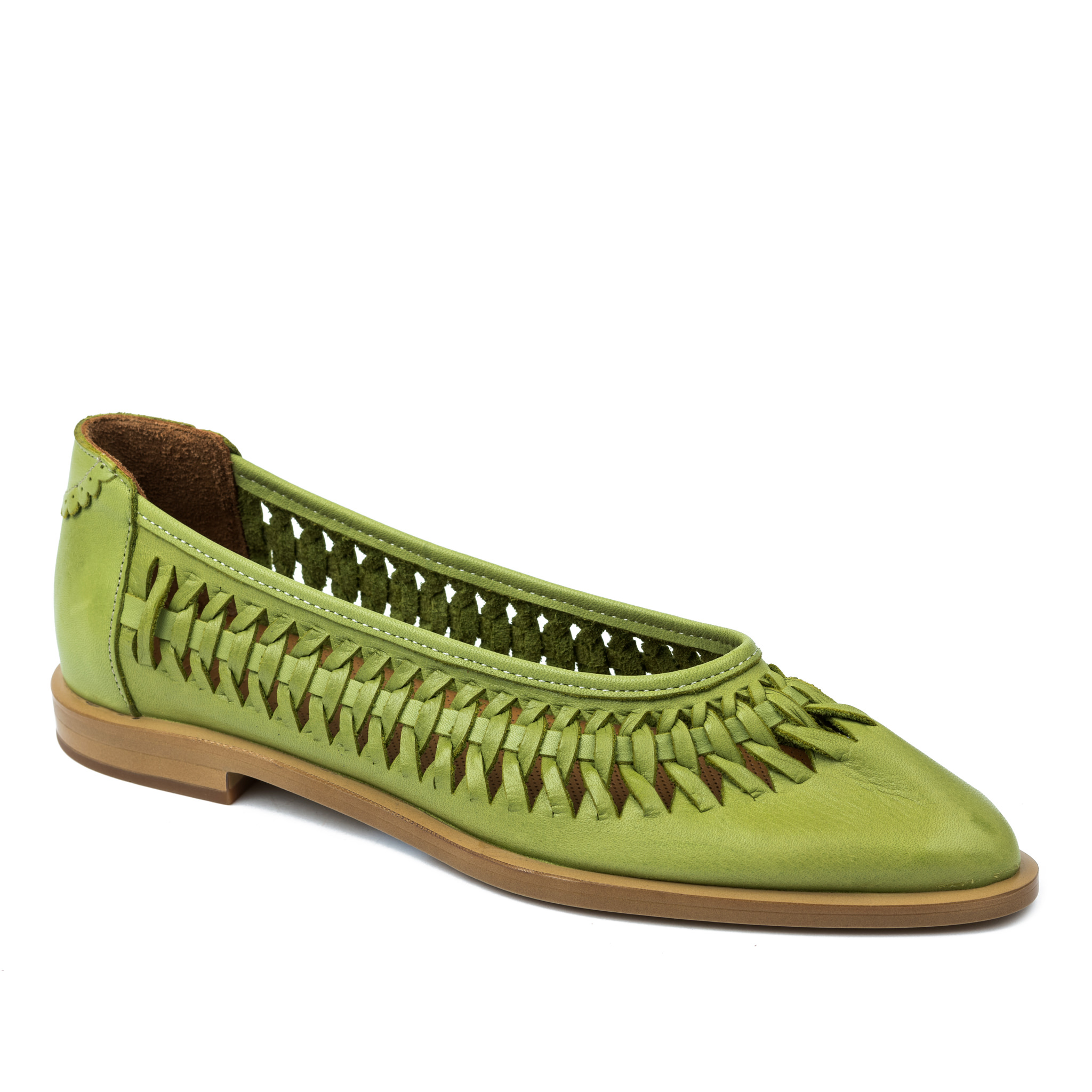 Leather ballet flats A693 - GREEN