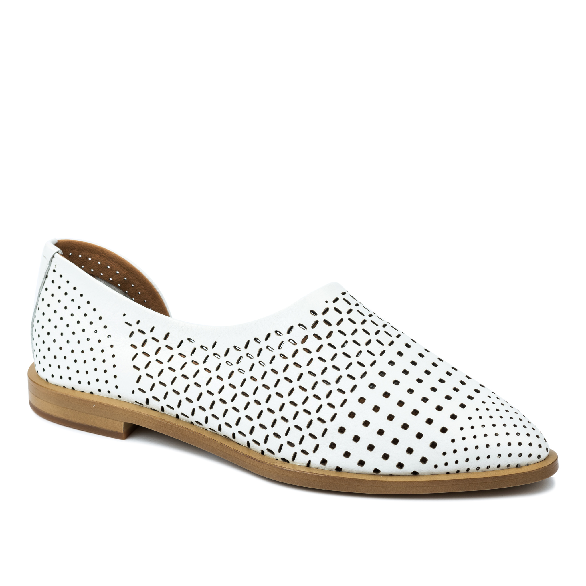 Leather ballet flats A696 - WHITE