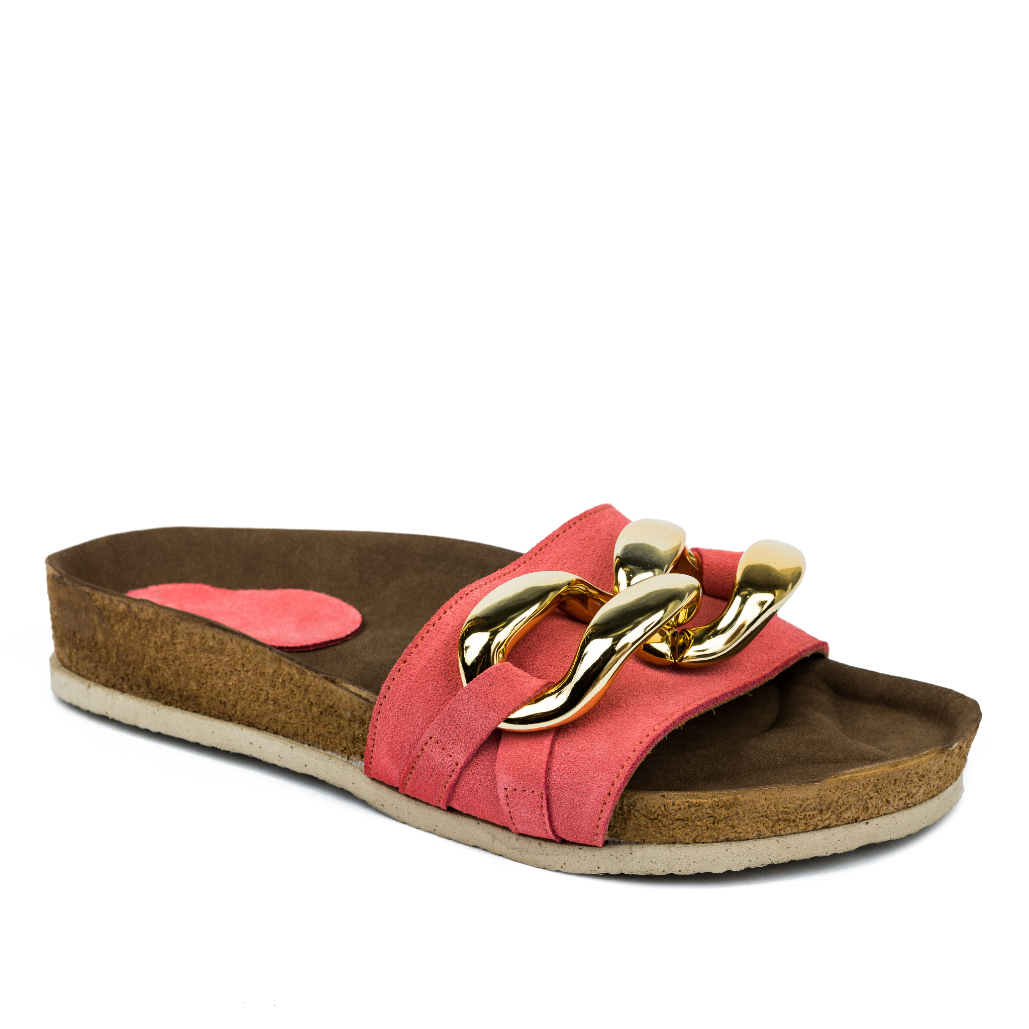Leather slippers A741 - CORAL