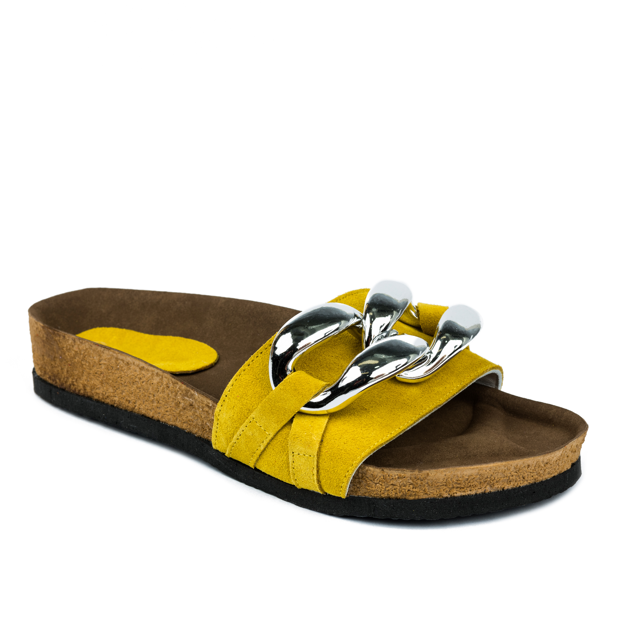 Leather slippers A741 - OCHRE
