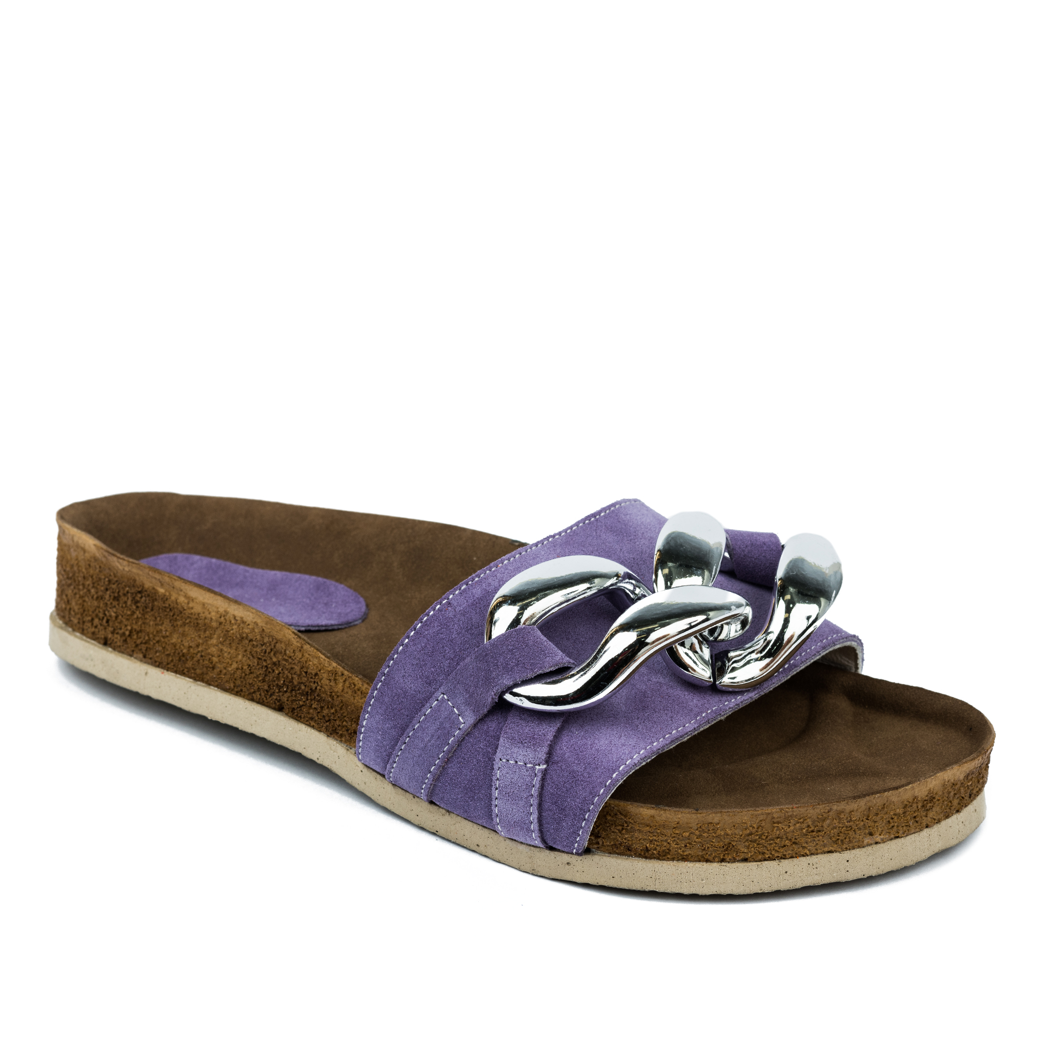 Leather slippers MANALI - VIOLET