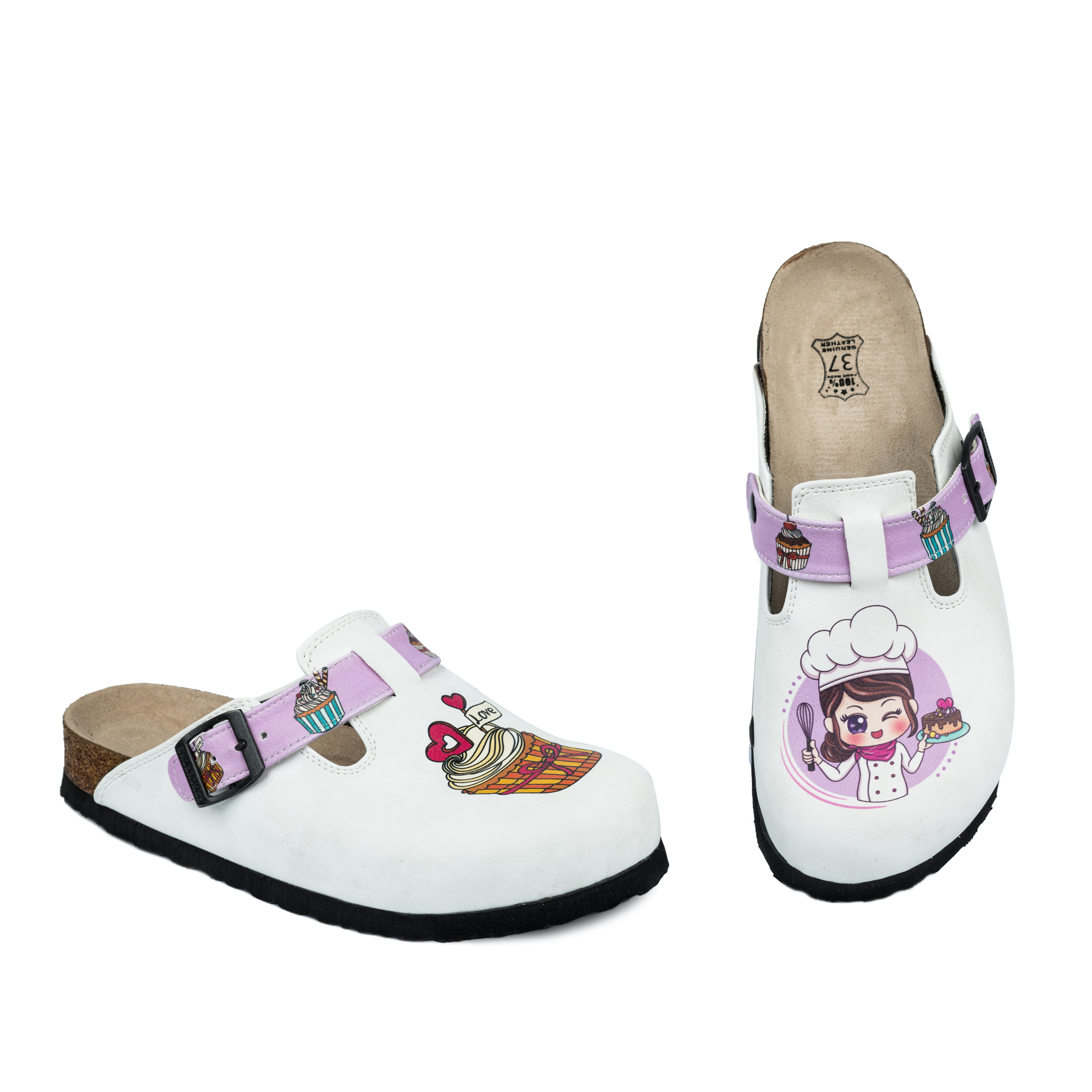 Patterned women clogs A061 - COOK - WHITE