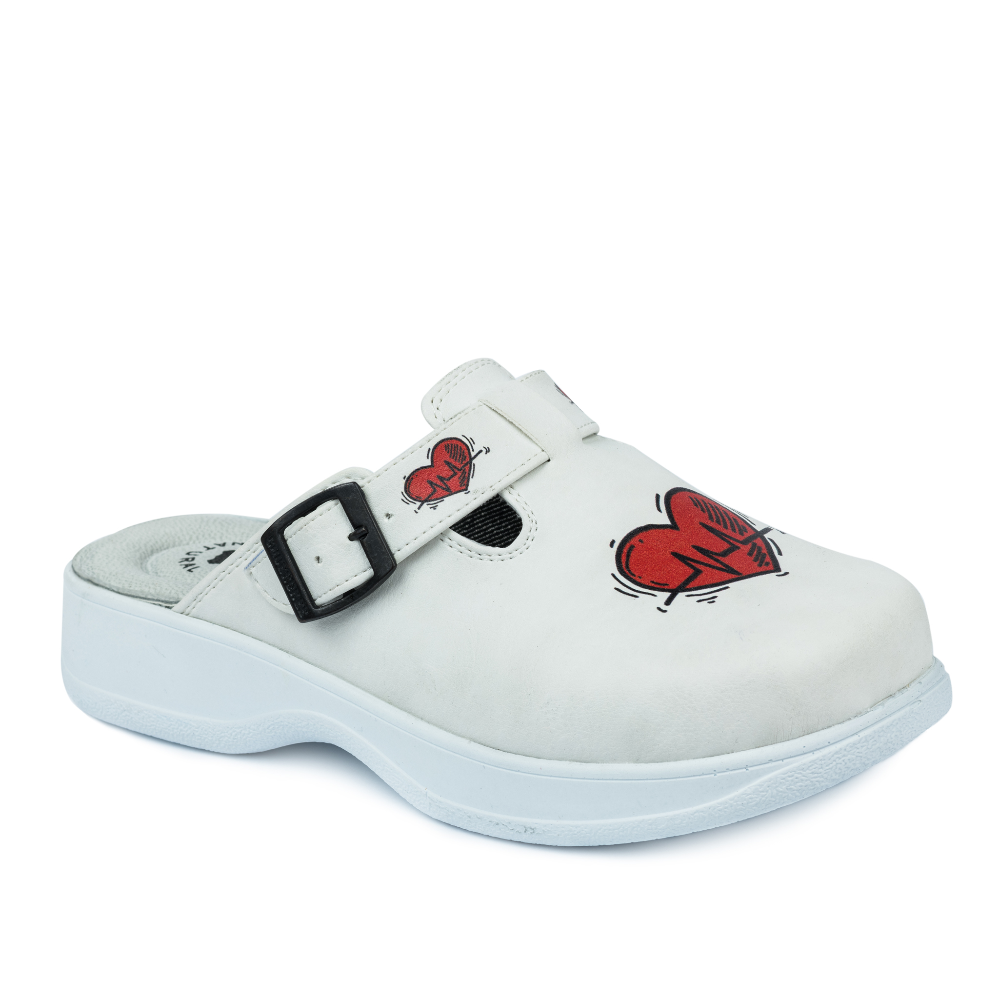 Patterned women clogs A066 - MEDICAL - WHITE