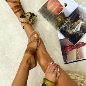 Kožne papuče SAMAR - KAMEL