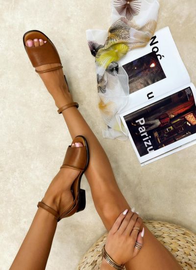 Leather sandals A888 - CAMEL