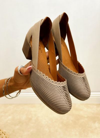 Leather high-heels MANIKA - LIGHT BEIGE
