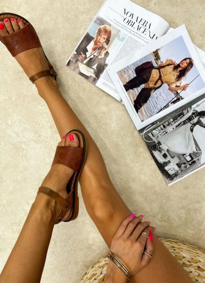 Leather sandals A939 - CAMEL