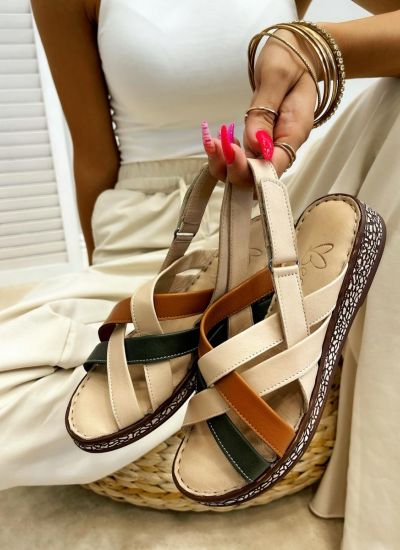 Leather sandals B980 - BEIGE