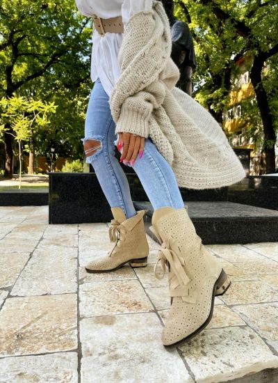 Leather ankle boots B005 - BEIGE