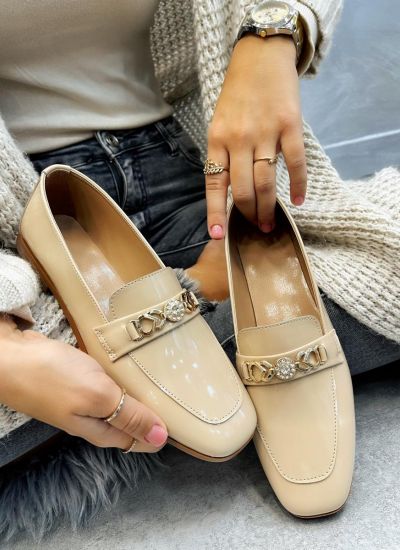 Női hétköznapi és lapos cipő LEIGH - BÉZS