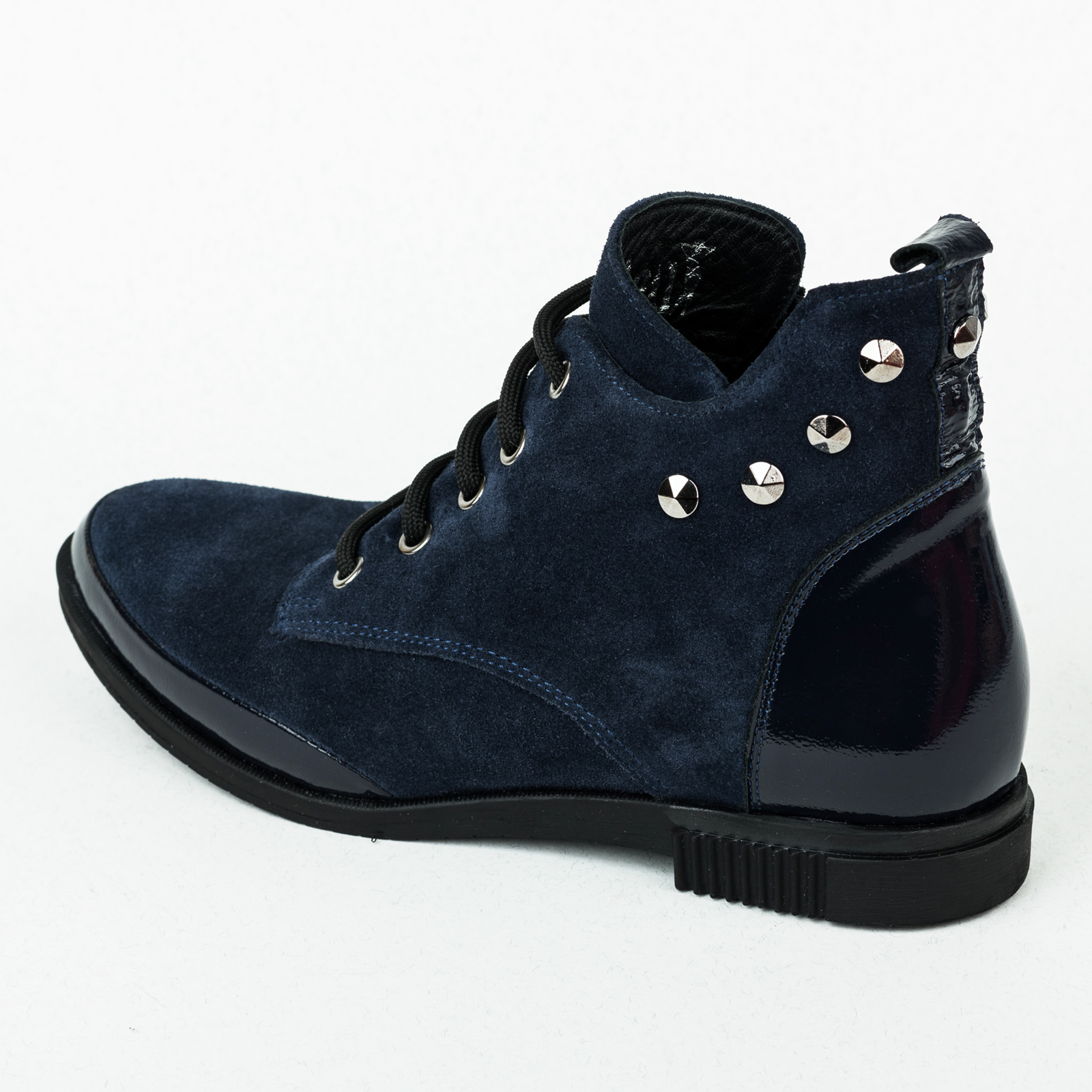 Leather ankle boots B017 - NAVY