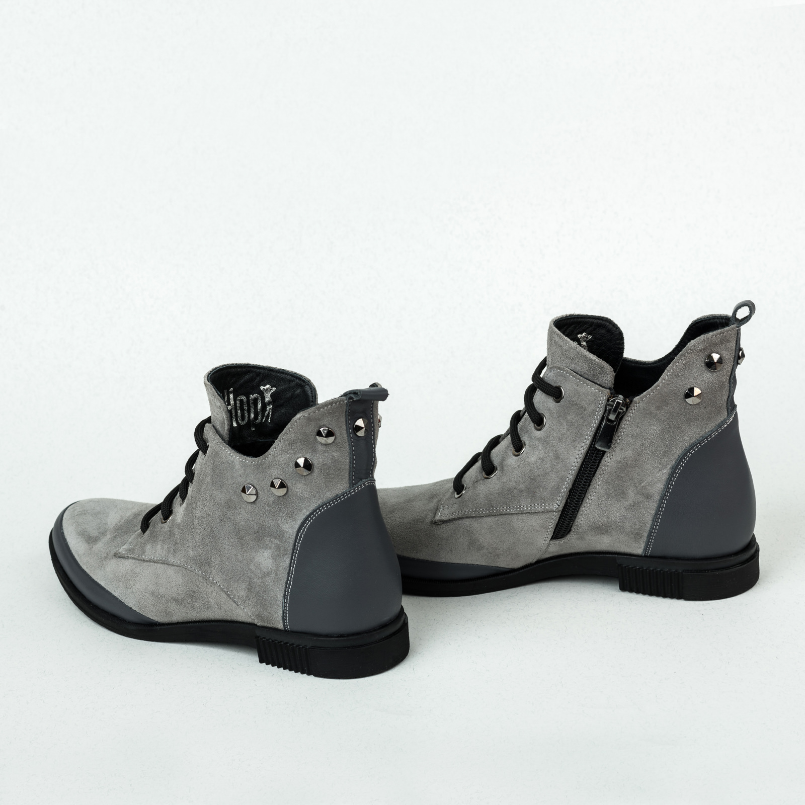Leather ankle boots B017 - GREY
