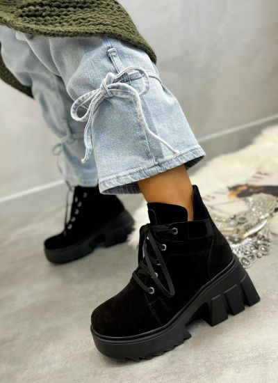 Leather ankle boots B041 - BLACK