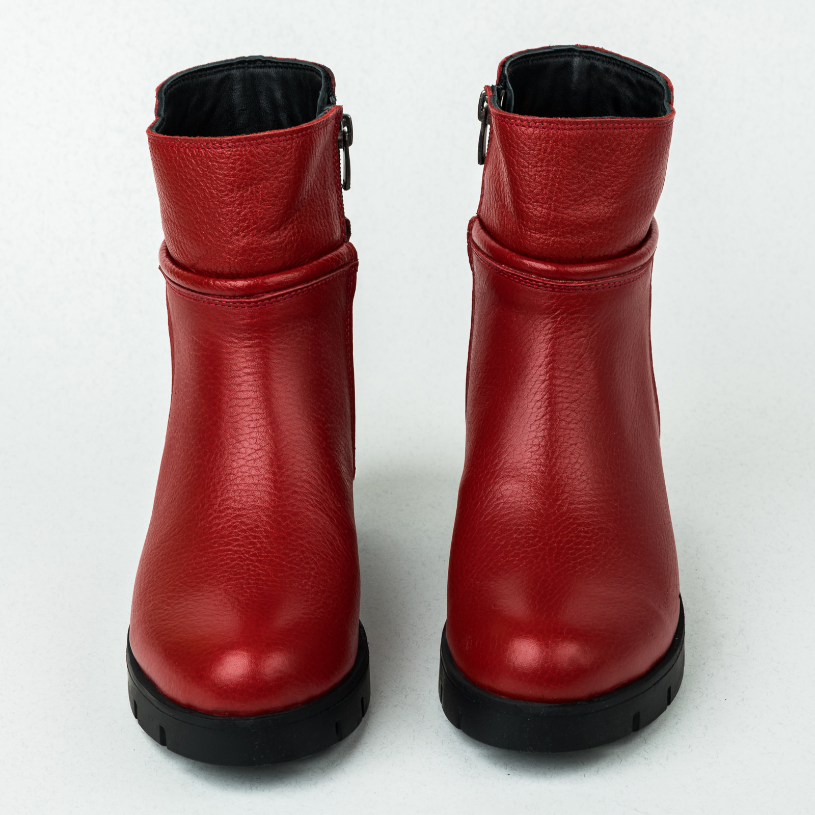 Leather ankle boots B043 - RED