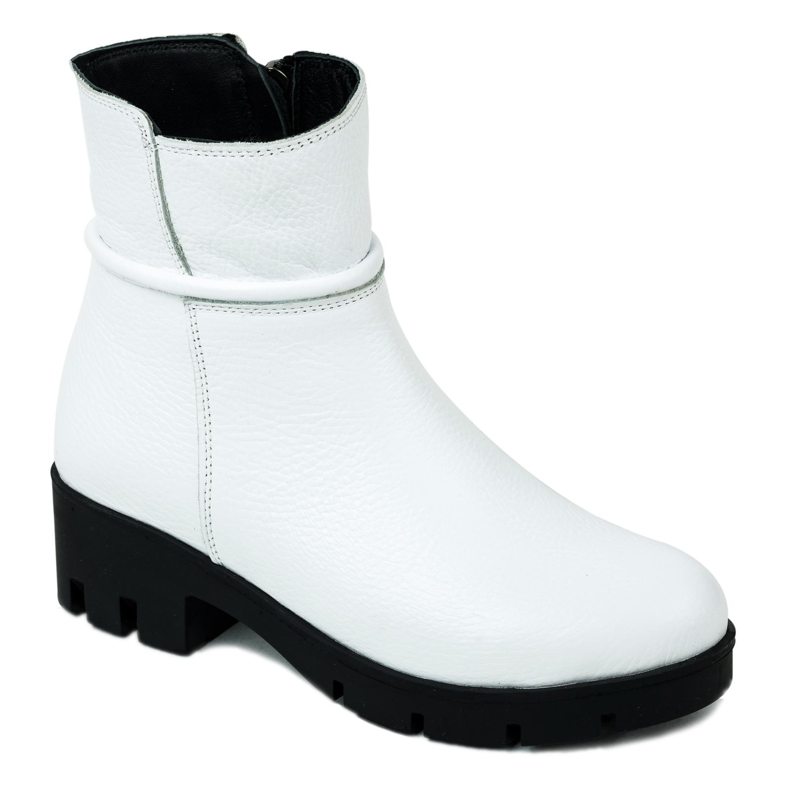 Leather ankle boots B043 - WHITE
