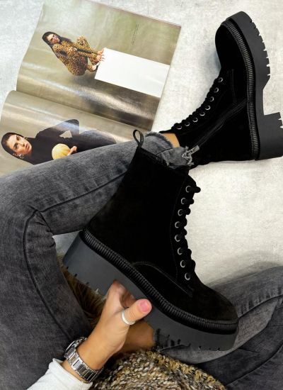 Leather ankle boots B046 - BLACK