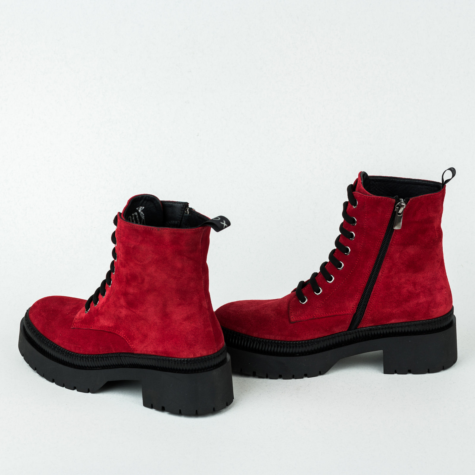 Leather ankle boots B046 - RED