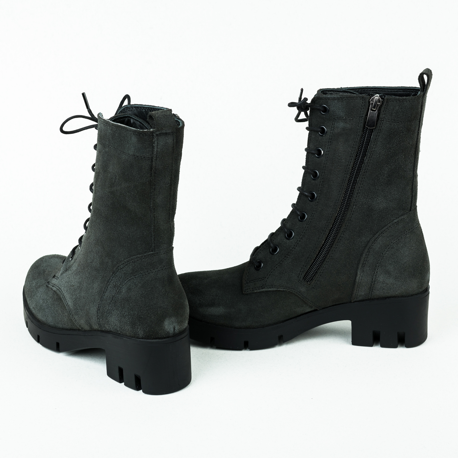 Leather ankle boots B053 - GREY