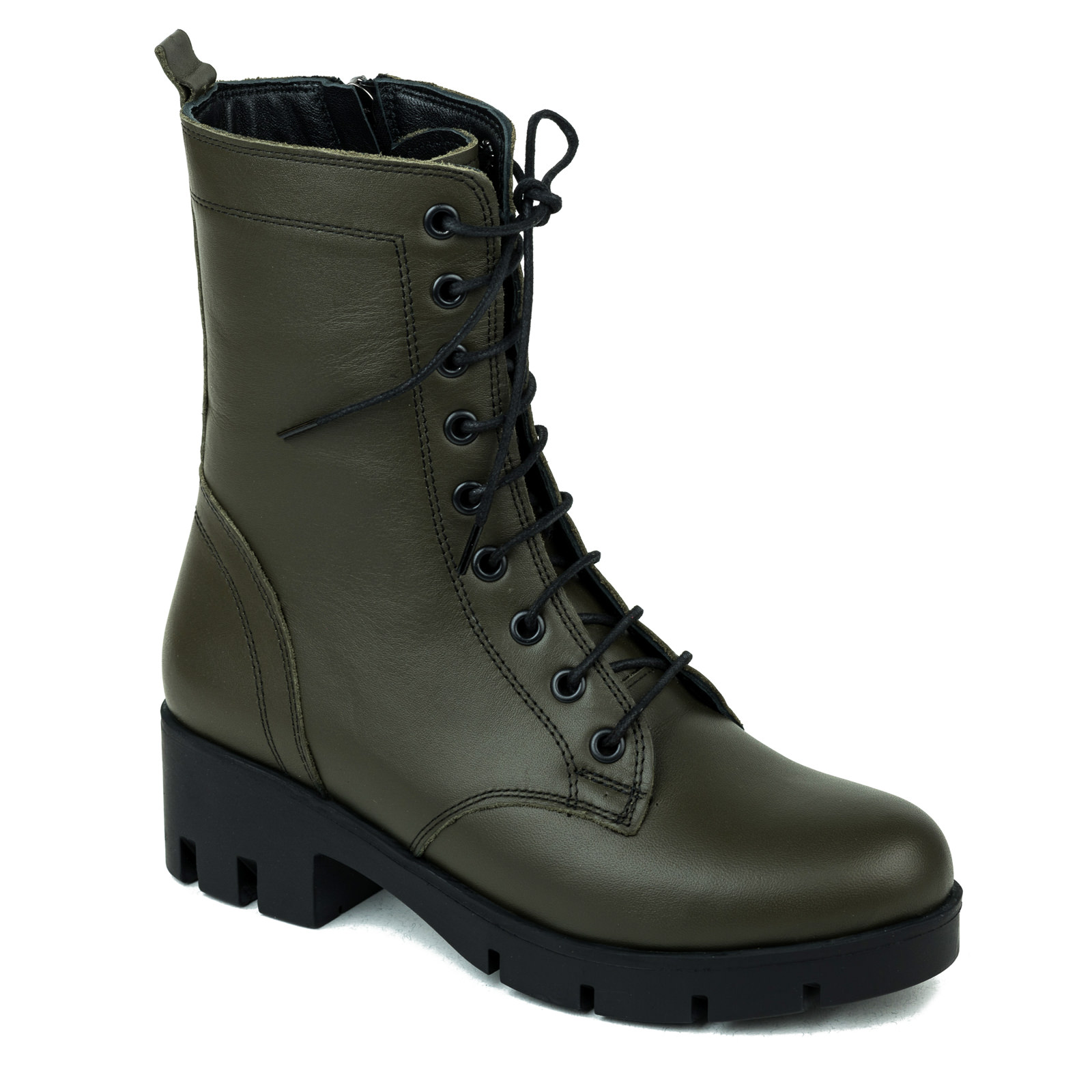 Leather ankle boots B054 - DARK GREEN
