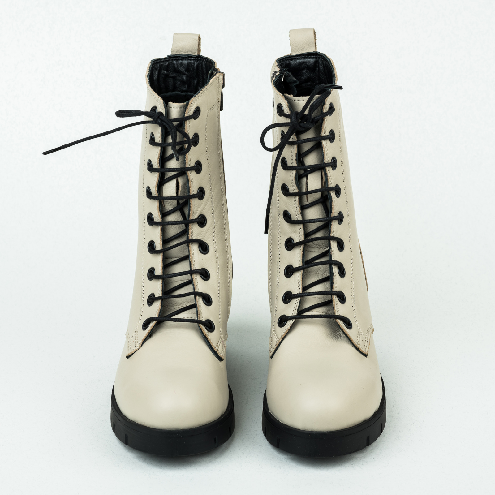 Leather ankle boots B054 - LIGHT BEIGE