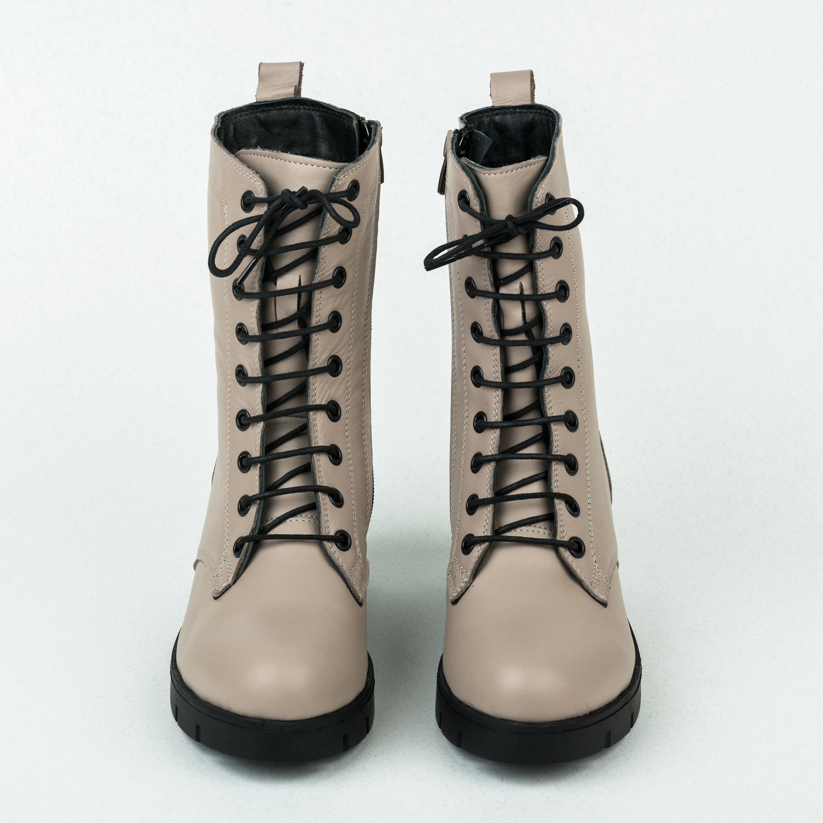 Leather ankle boots B054 - BEIGE