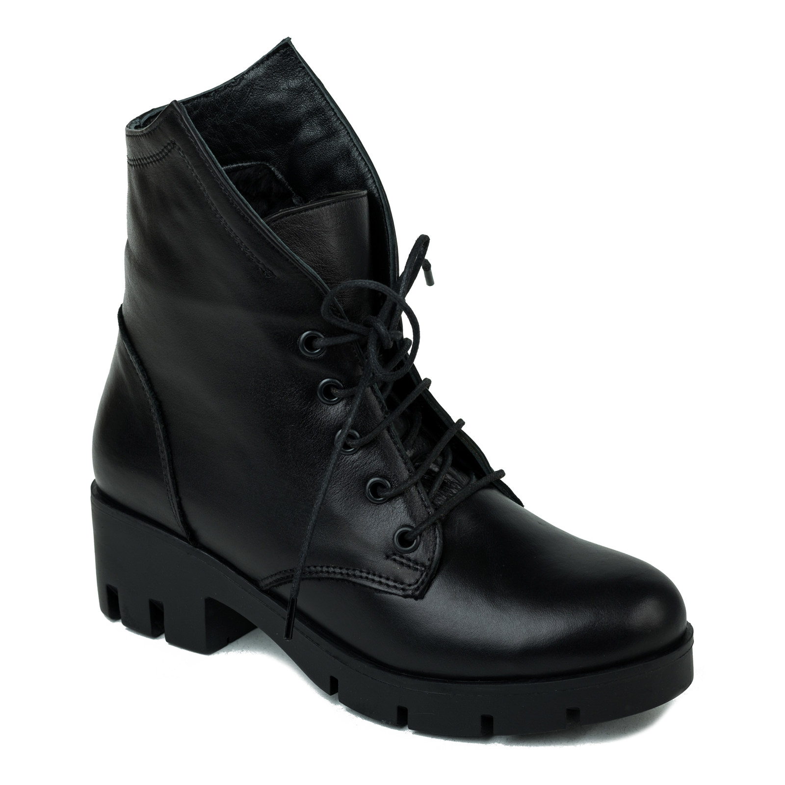 Leather ankle boots B055 - BLACK