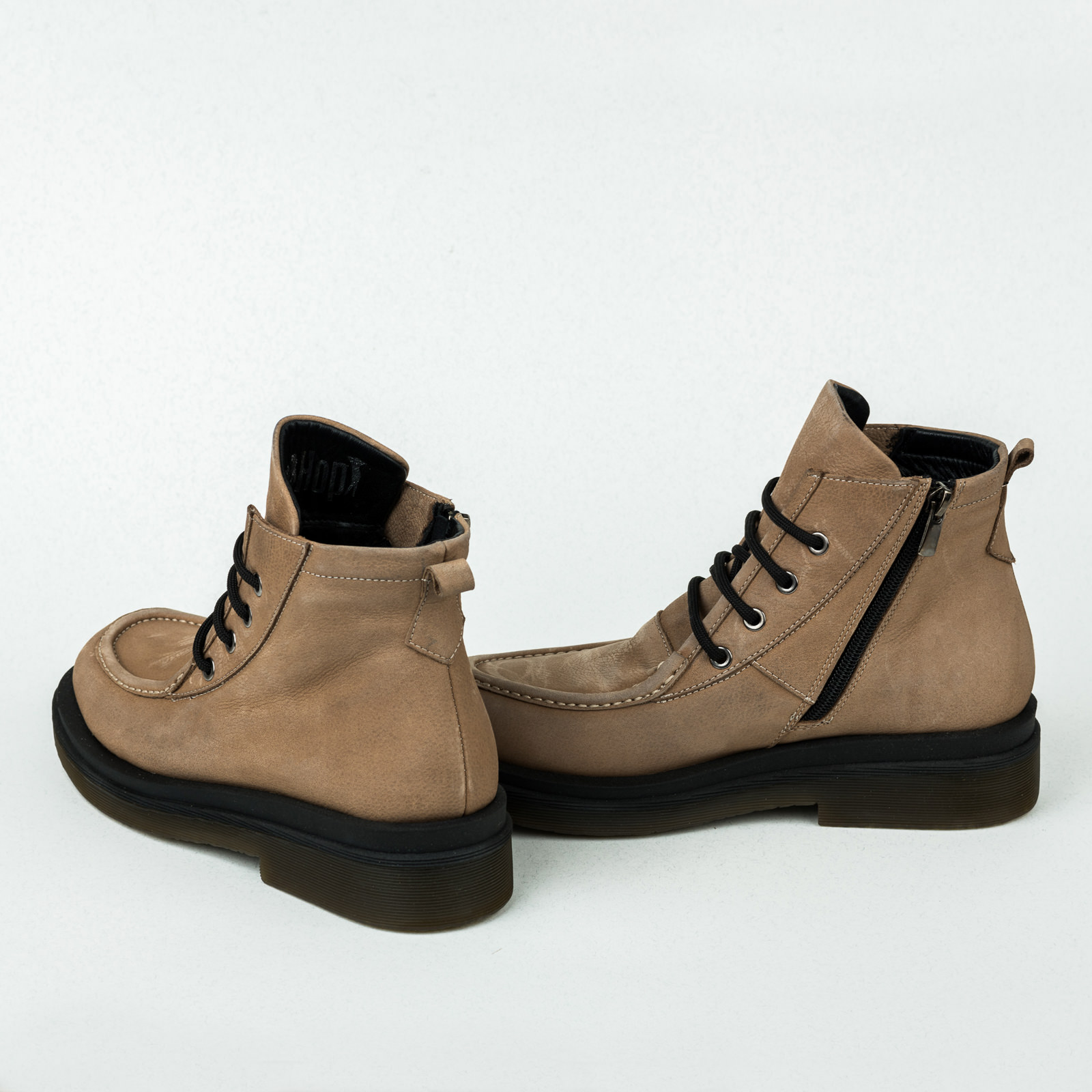 Leather ankle boots B057 - BEIGE