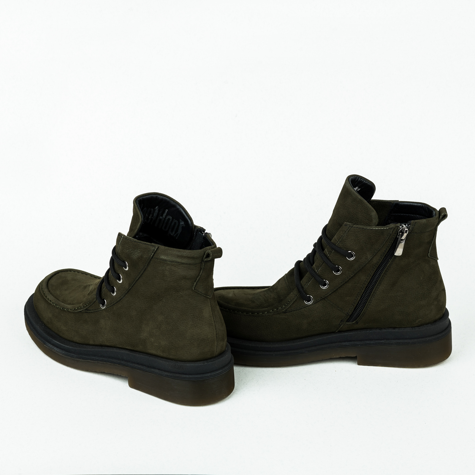 Leather ankle boots B057 - DARK GREEN