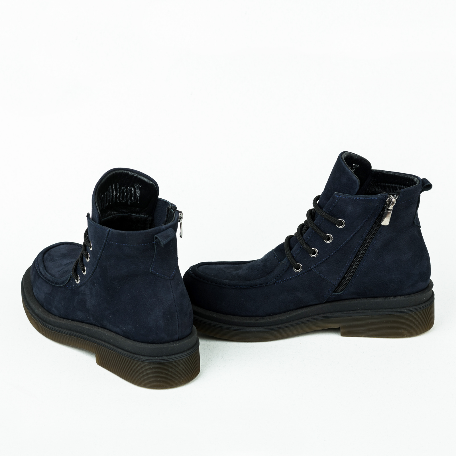 Leather ankle boots B057 - NAVY