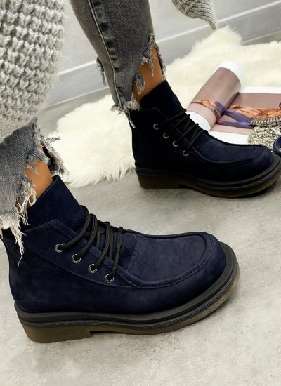 Leather ankle boots B057 - NAVY