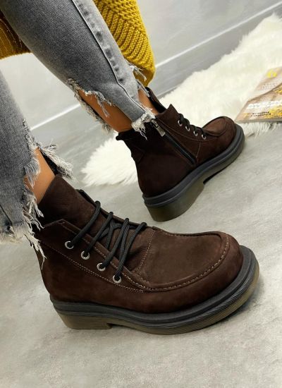 Leather ankle boots B057 - BROWN