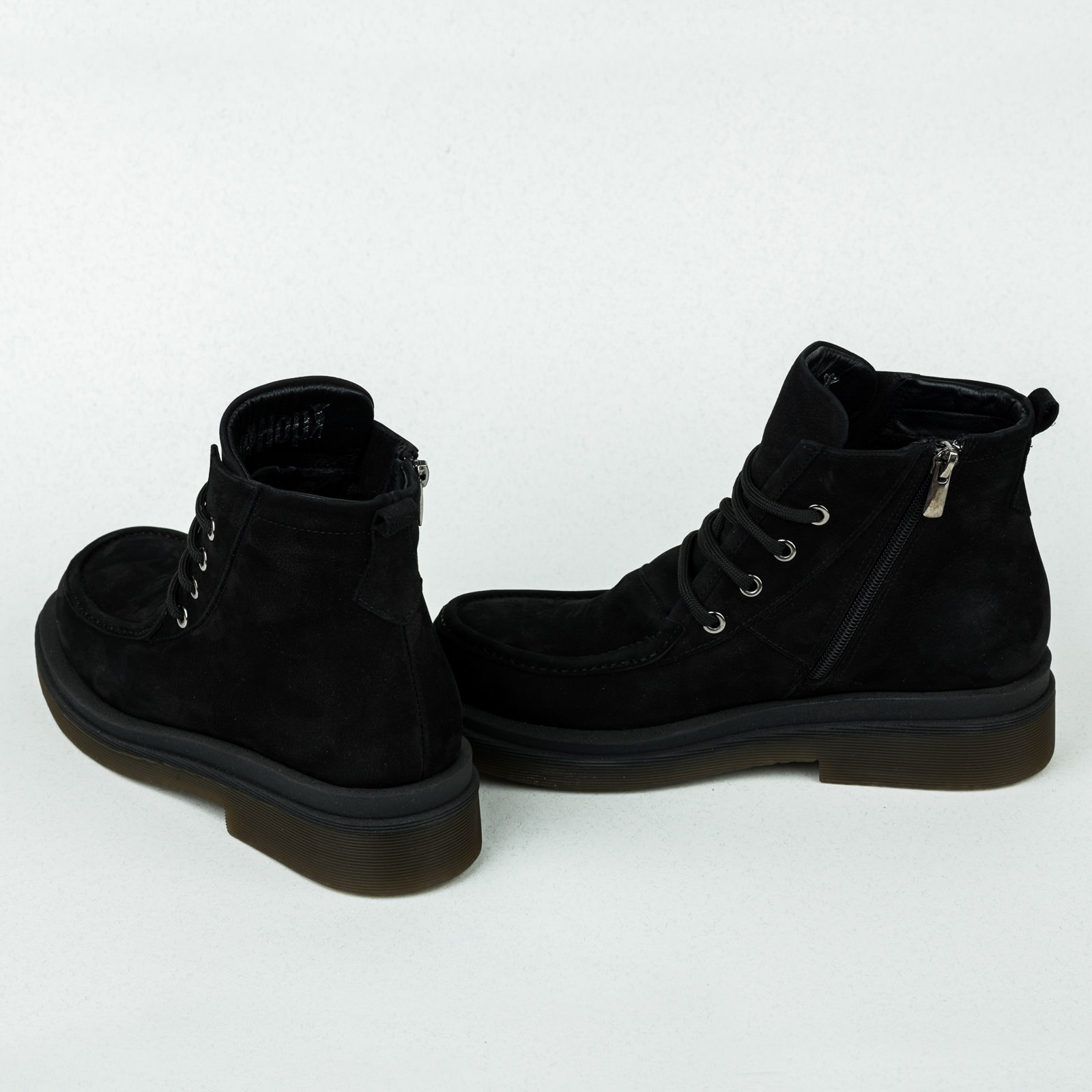 Leather ankle boots B057 - BLACK