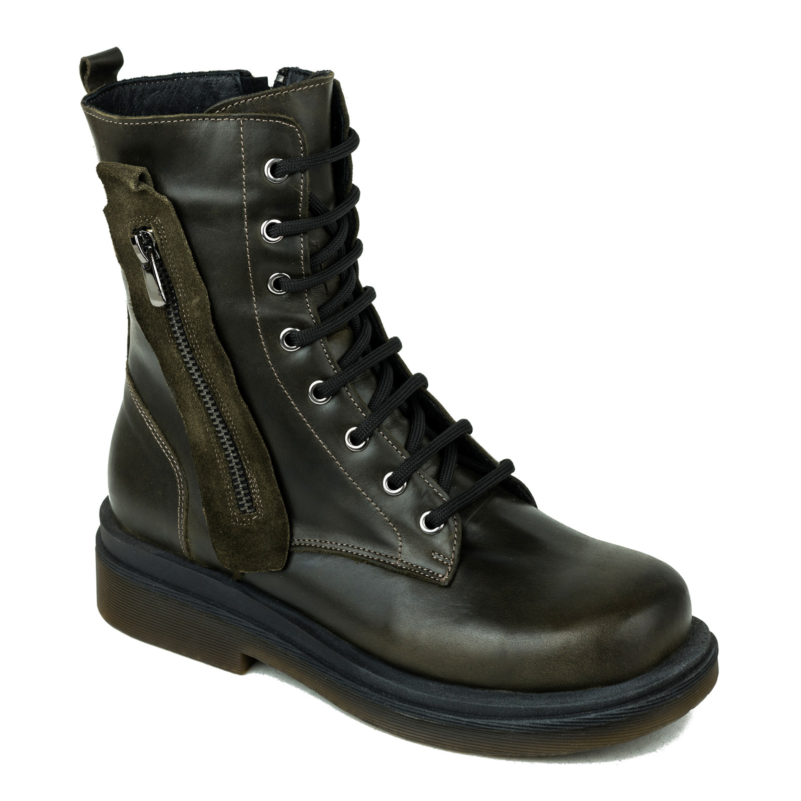Leather ankle boots B058 - DARK GREEN