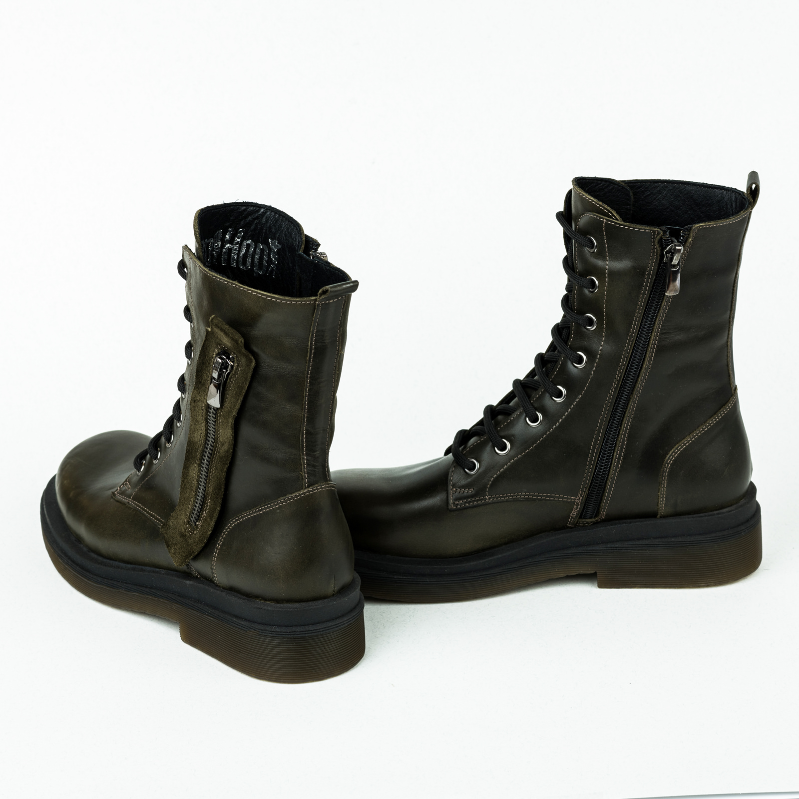 Leather ankle boots B058 - DARK GREEN