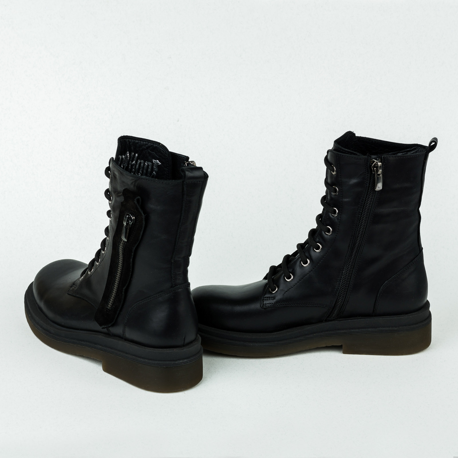Leather ankle boots B058 - BLACK