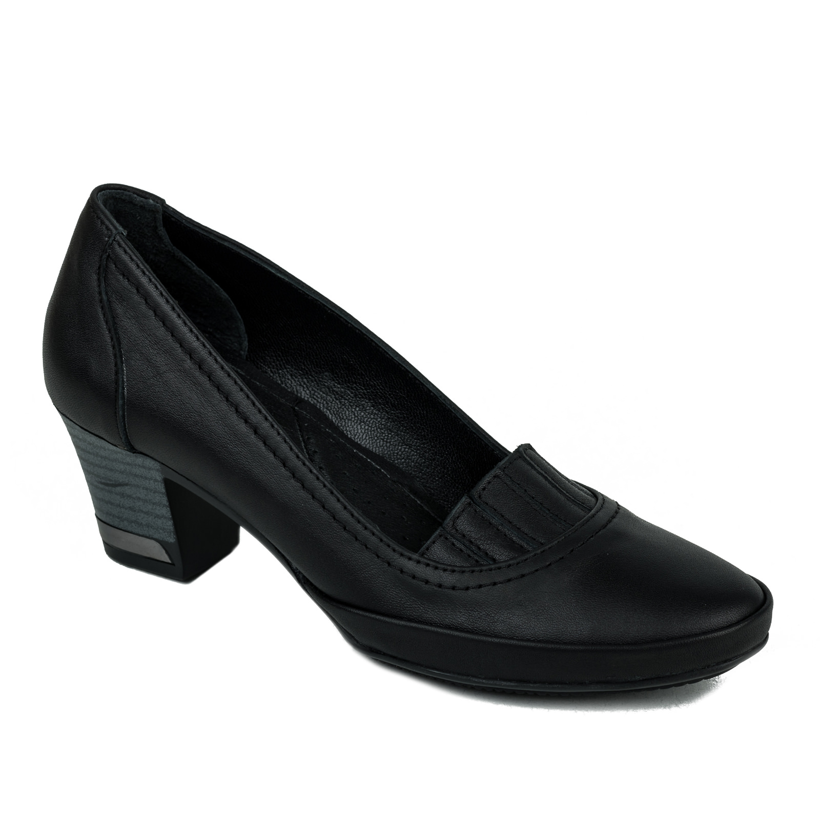 Leather high-heels B061 - BLACK