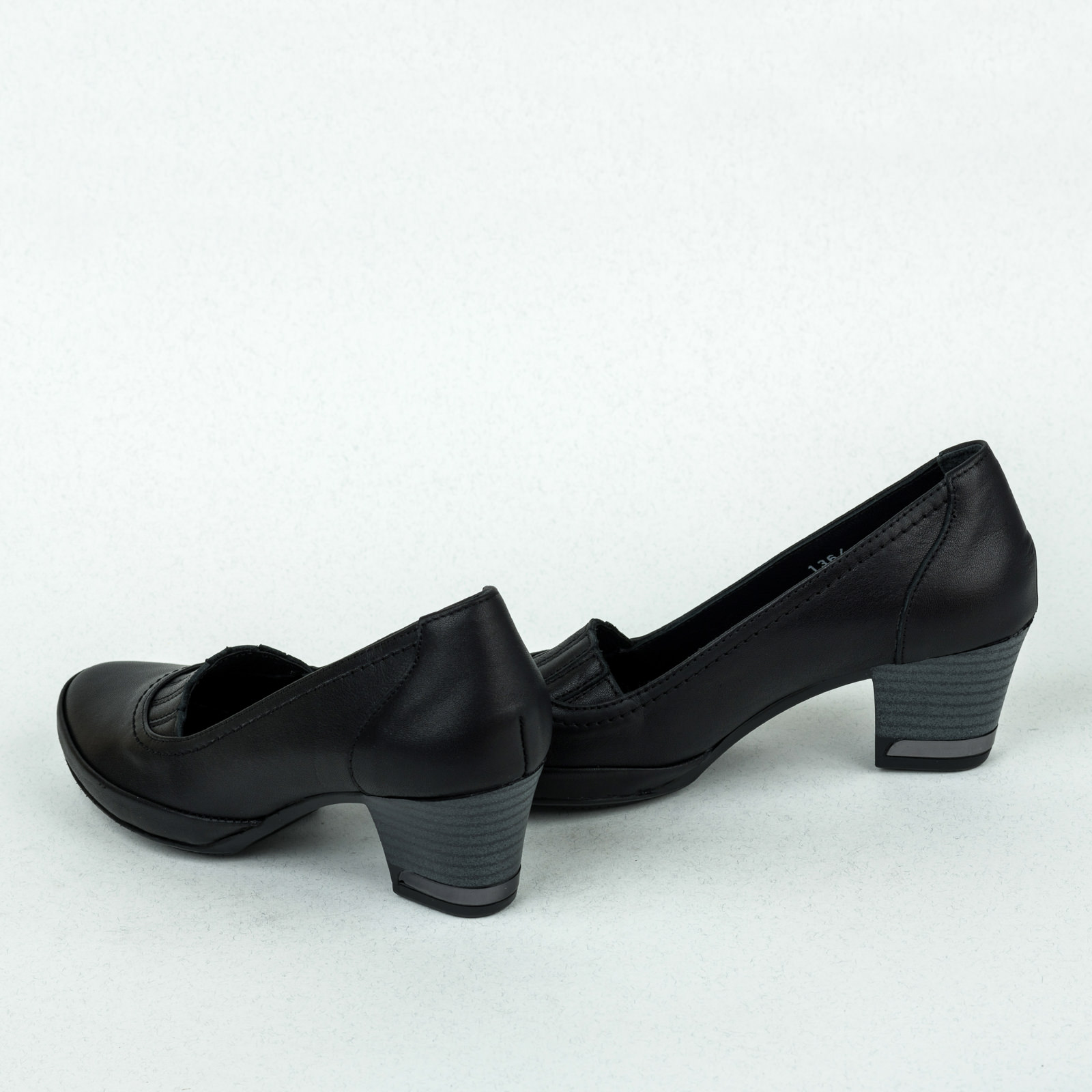 Leather high-heels B061 - BLACK
