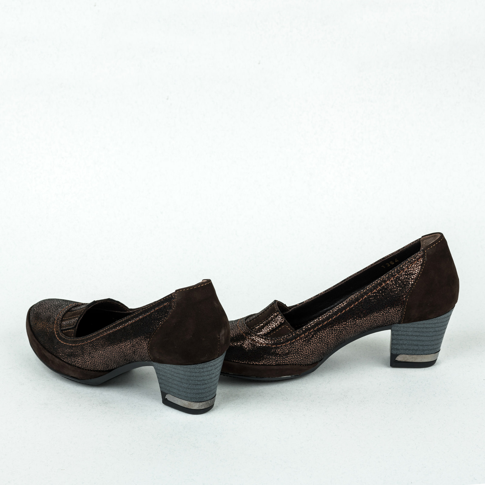 Leather high-heels B061 - BROWN