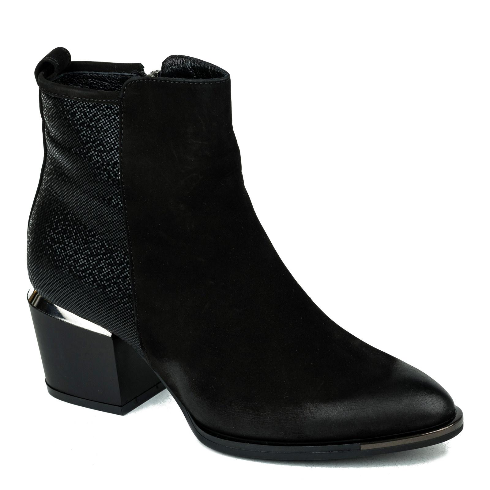 Leather ankle boots ANELLA NUBUCK - BLACK